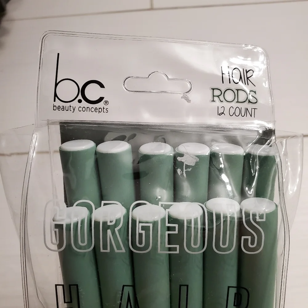 Beauty Concepts 12 Hair Rods Heat Less Curling Tools Mint Green Hair Curl New